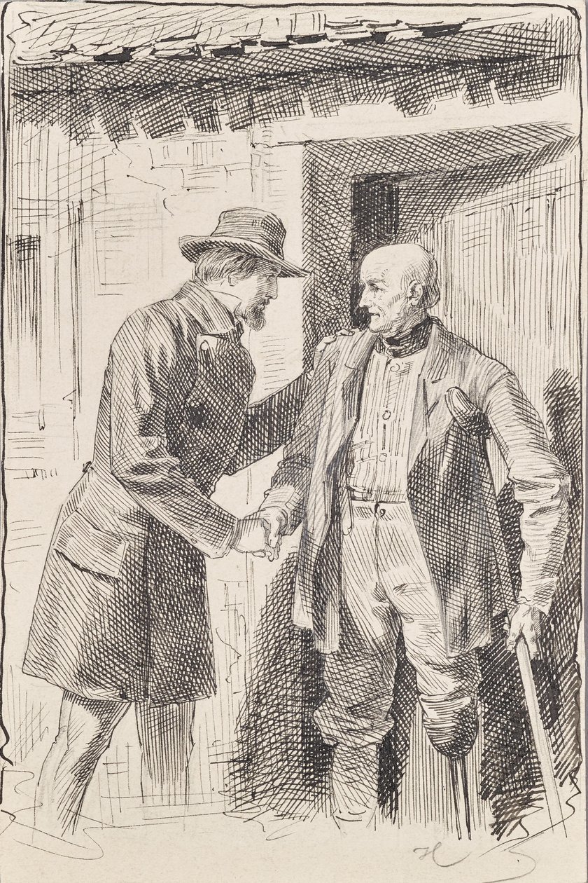 Dva muži, z nichž jeden má amputovanou nohu. od Joseph Eugen Hörwarter