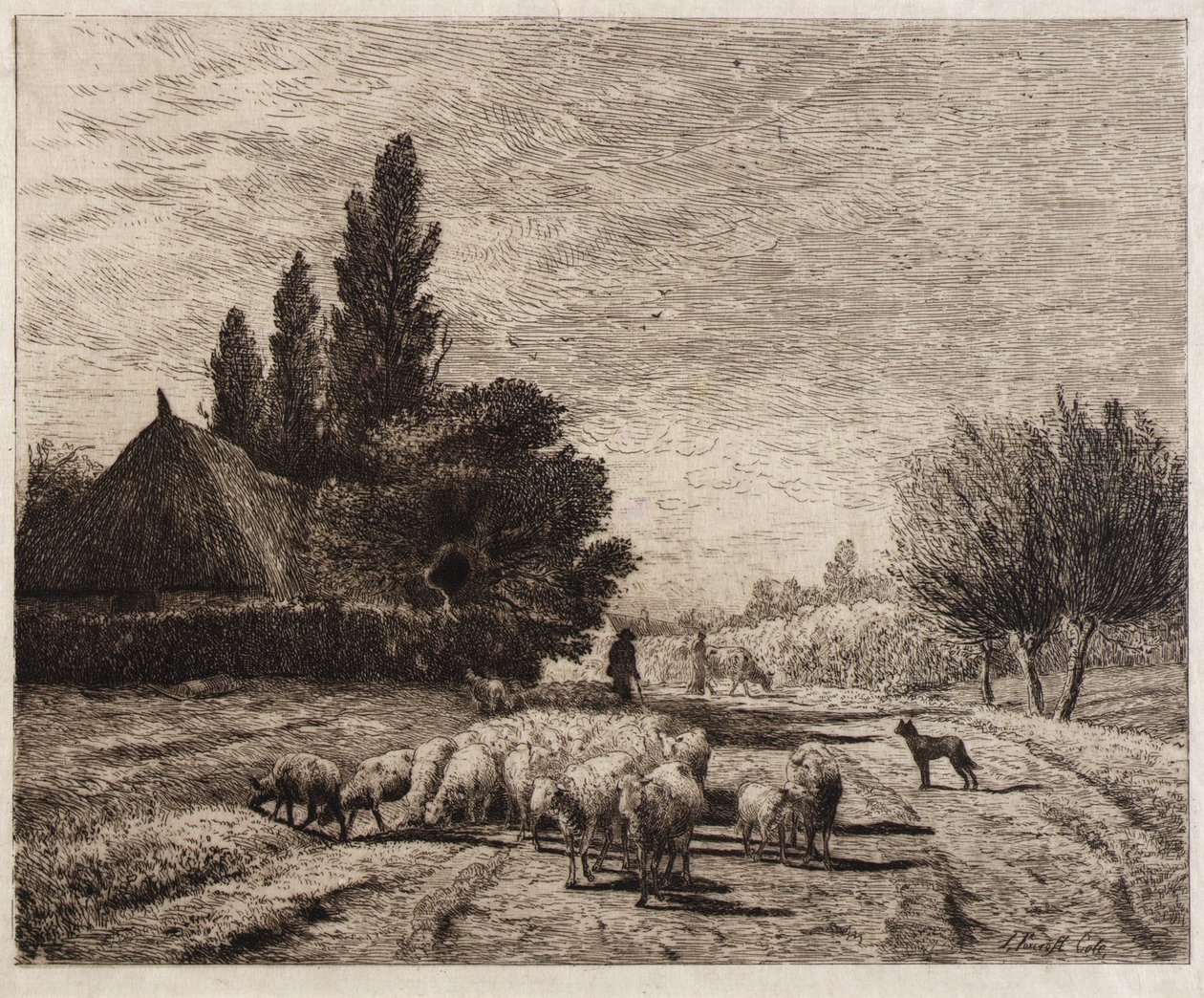 Vesnická ulice ve Francii od Joseph Foxcroft Cole