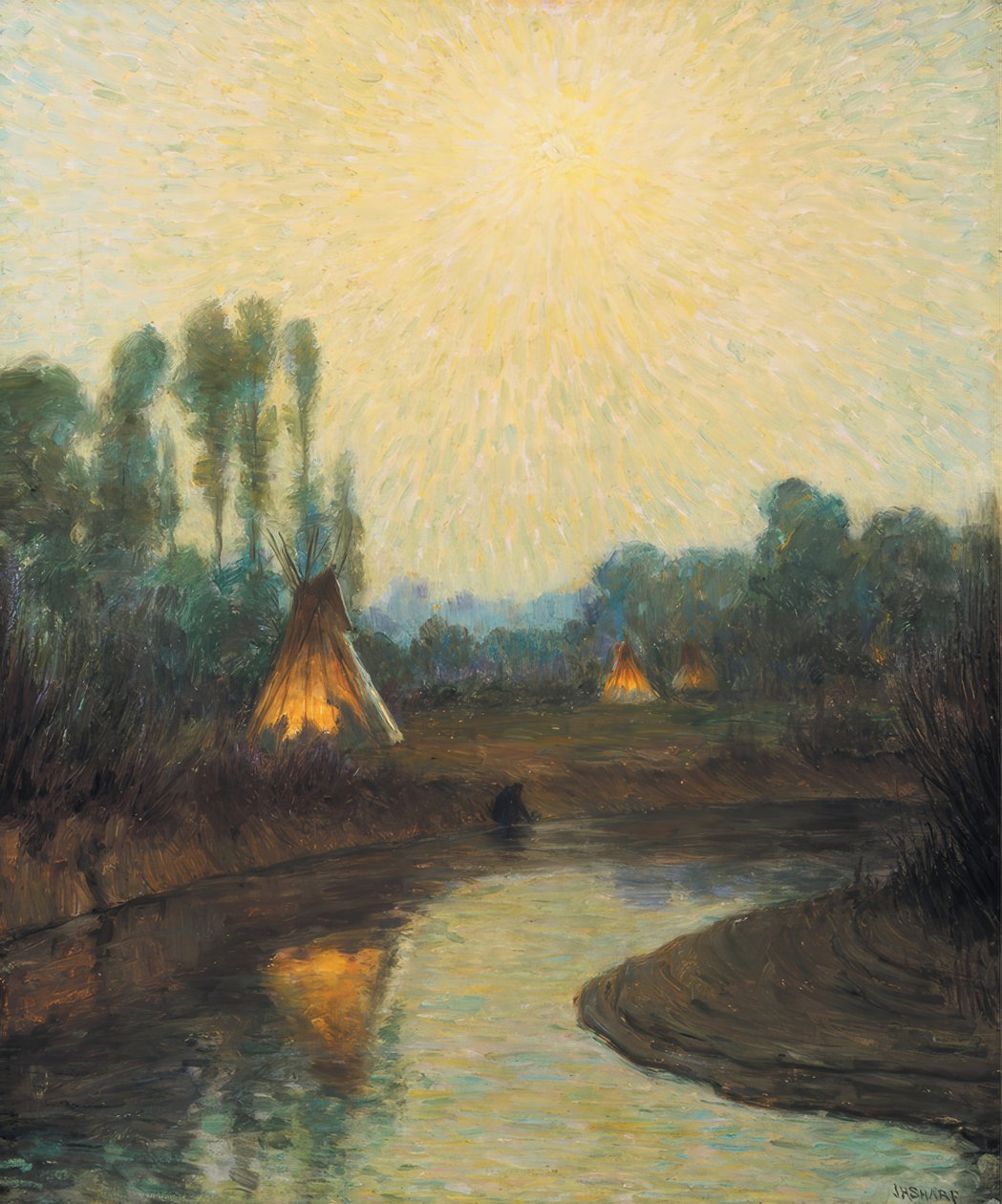 Ranní svit měsíce, rezervace Crow od Joseph Henry Sharp