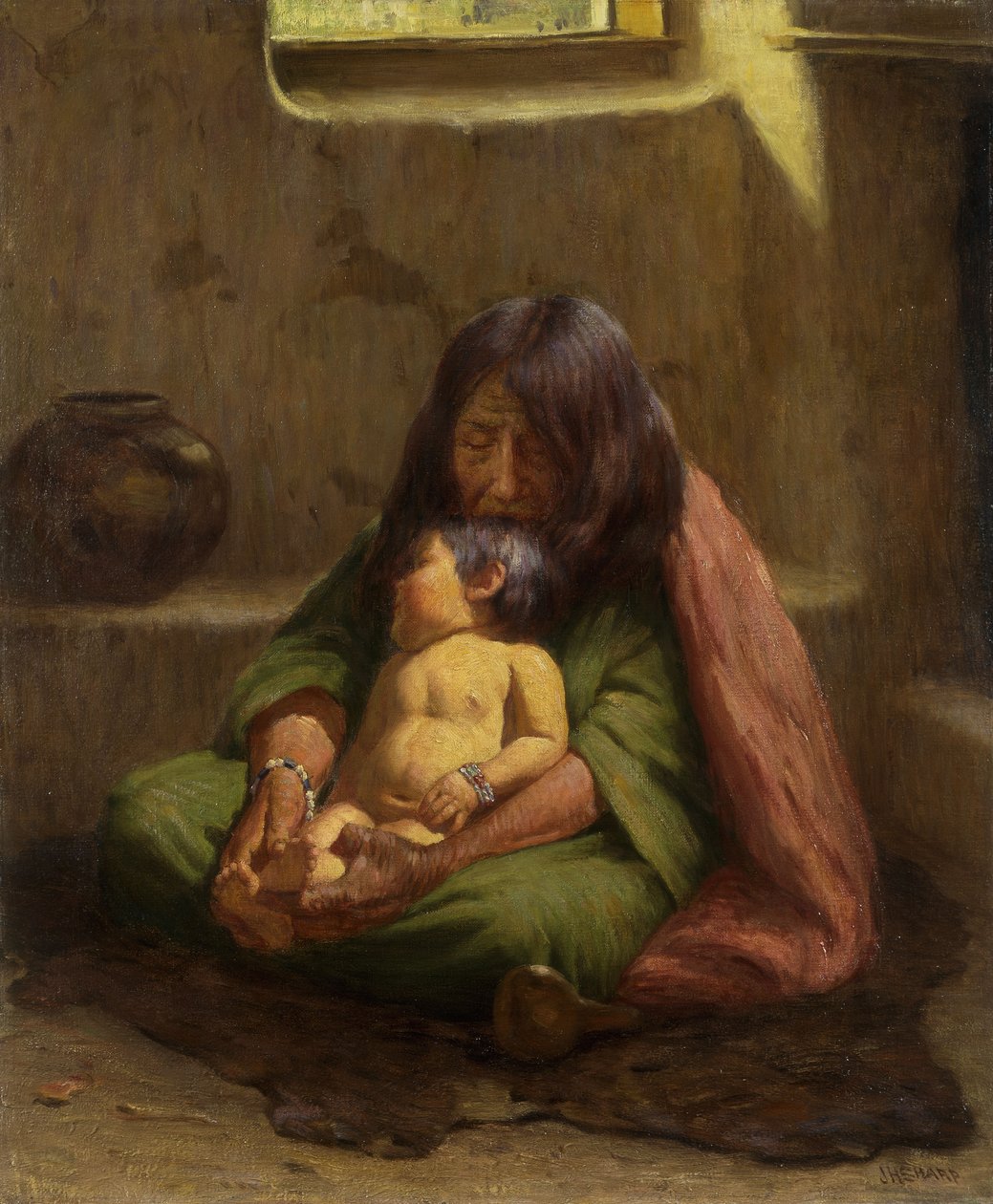 Indická matka a dítě od Joseph Henry Sharp
