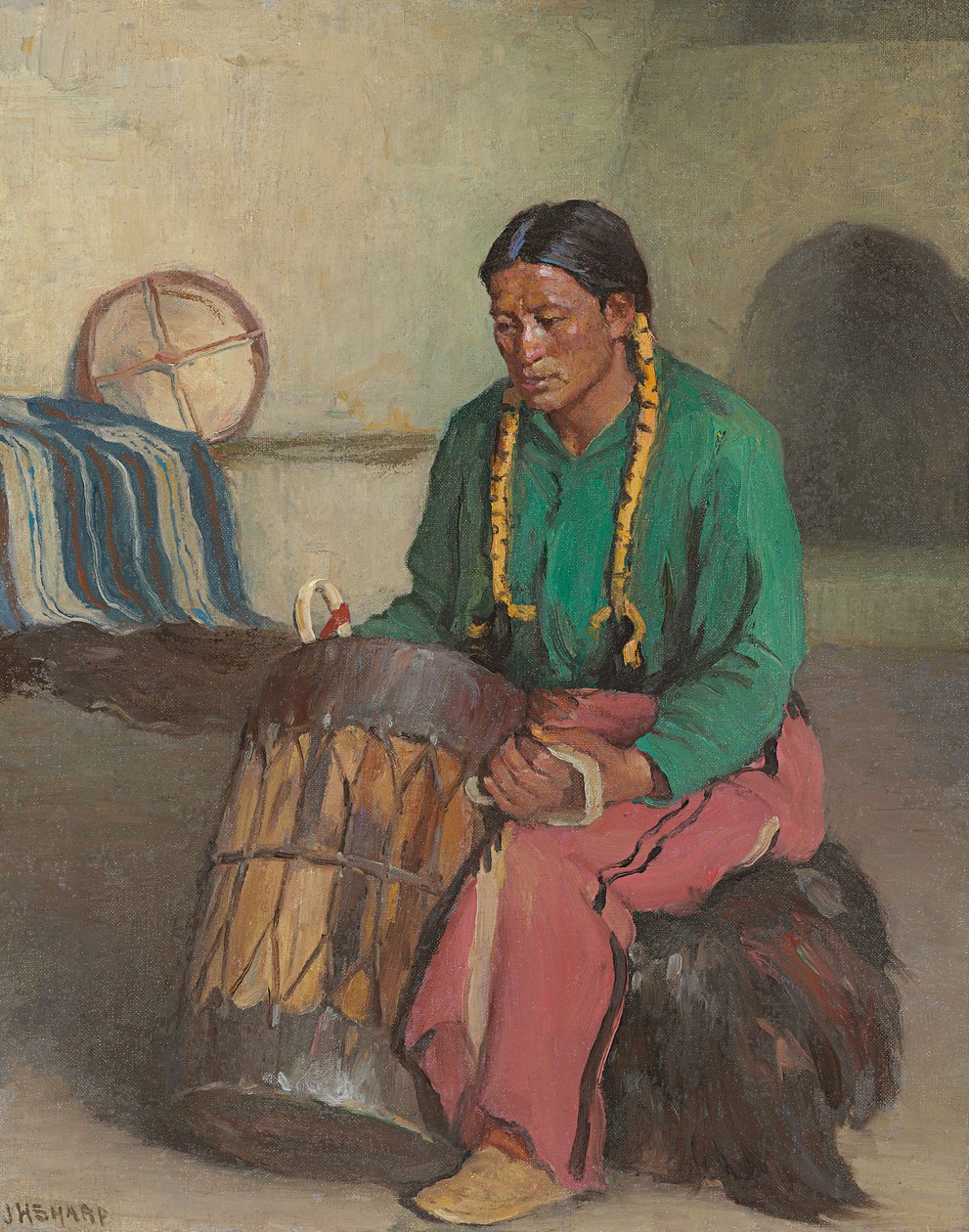 Obřadní buben Taos (olej na plátně) od Joseph Henry Sharp
