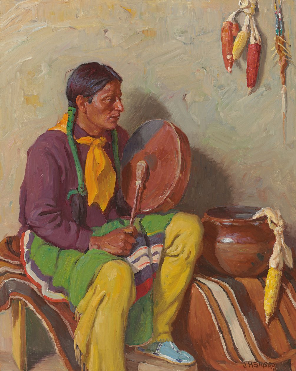Zpěv (olej na plátně) od Joseph Henry Sharp
