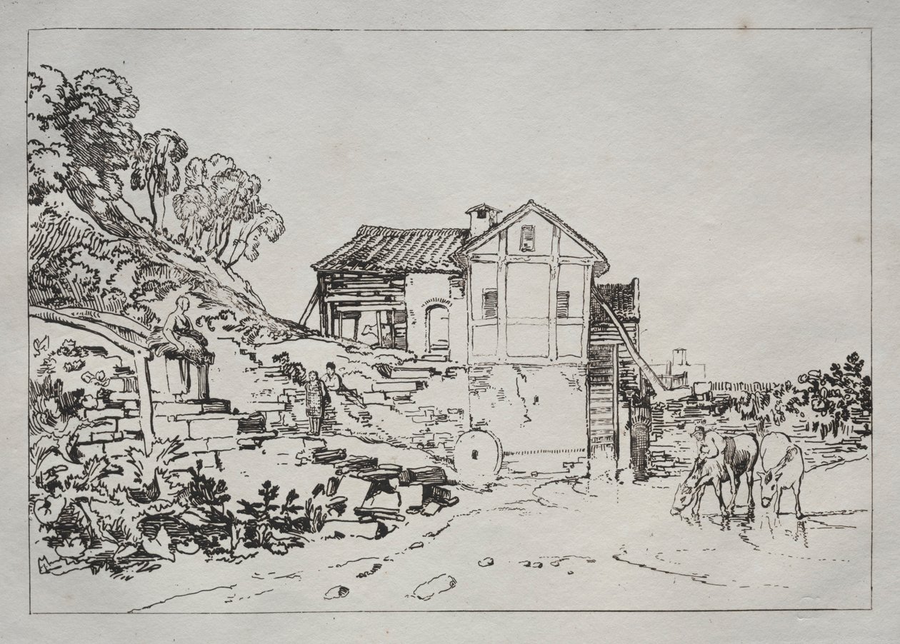 Kniha studií: Vodní mlýn. od Joseph Mallord William Turner