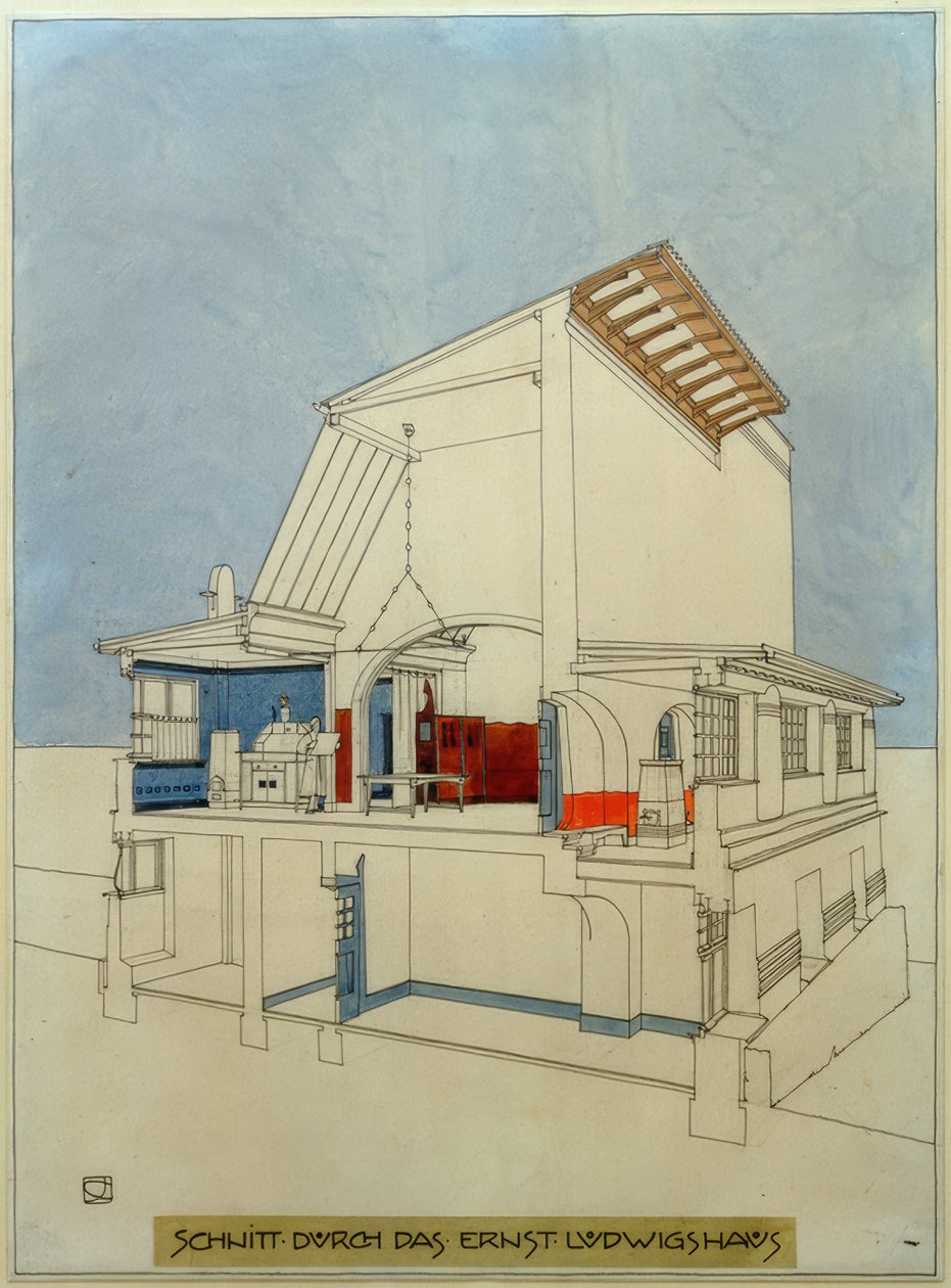 Řez Ernst-Ludwigs-Haus od Joseph Maria Olbrich