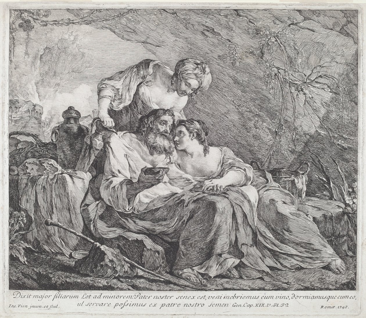Lot a jeho dcery od Joseph Marie Vien