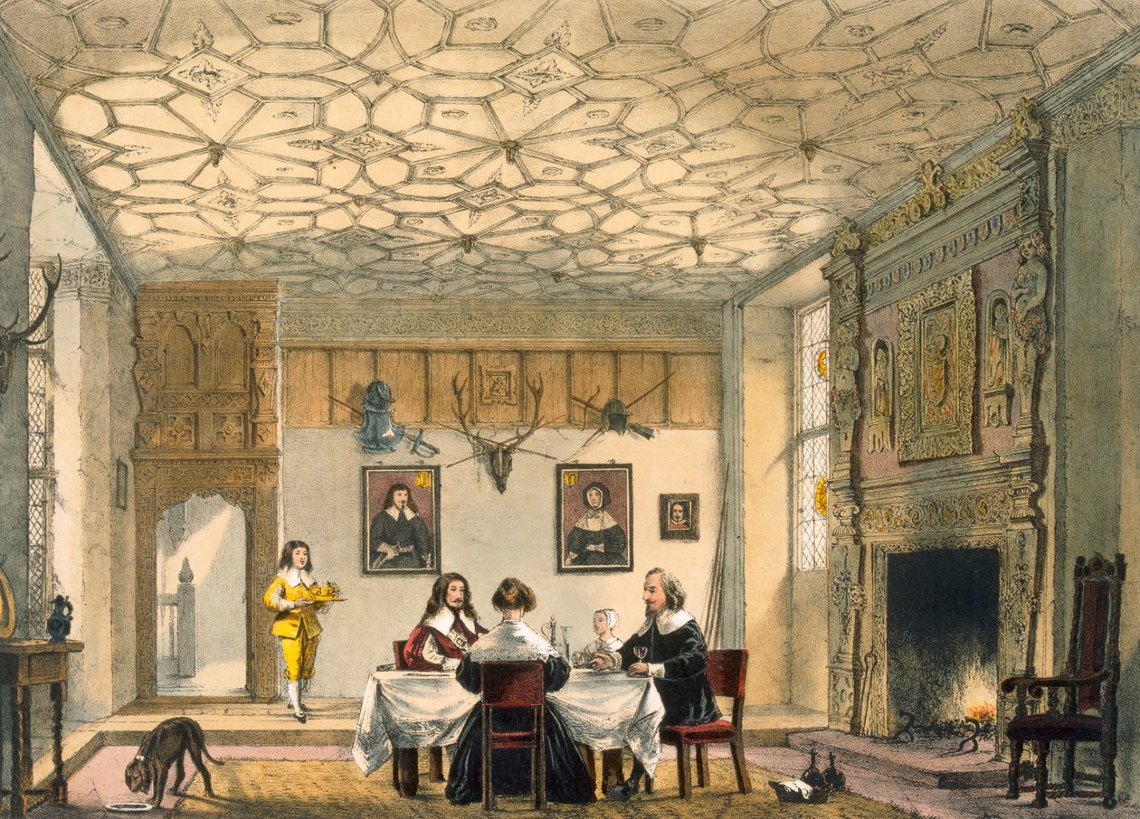 Středověká rodinná večeře, Wakehurst Place, Surrey, c1600. od Joseph Nash
