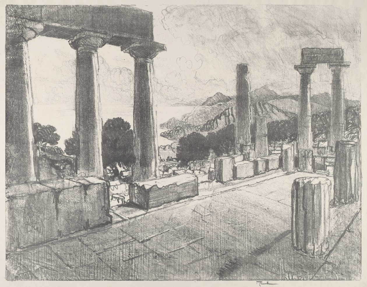 Aegina, Černý les, 1913. od Joseph Pennell