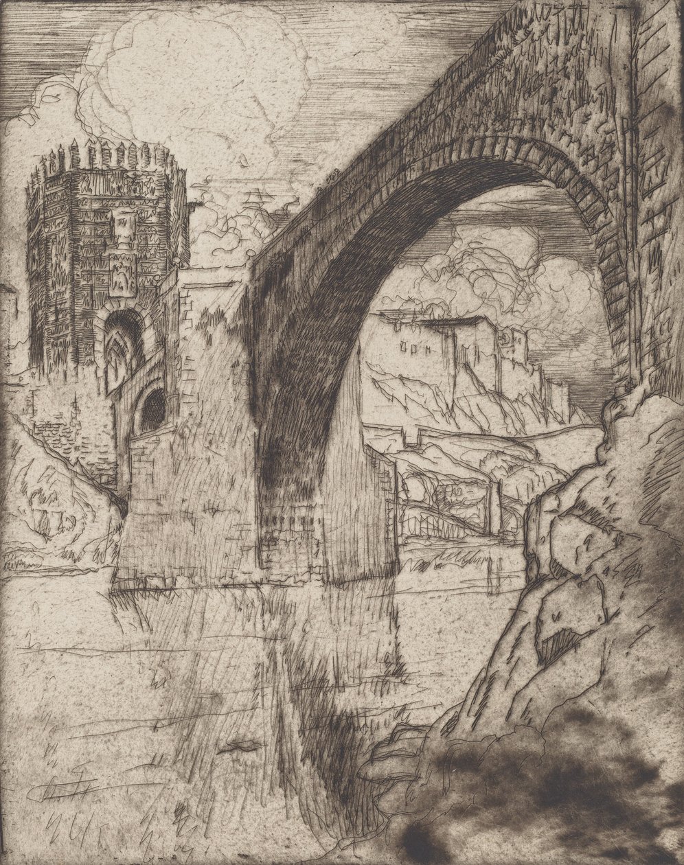 Arch of Bridge of Alcantara, 1904. od Joseph Pennell