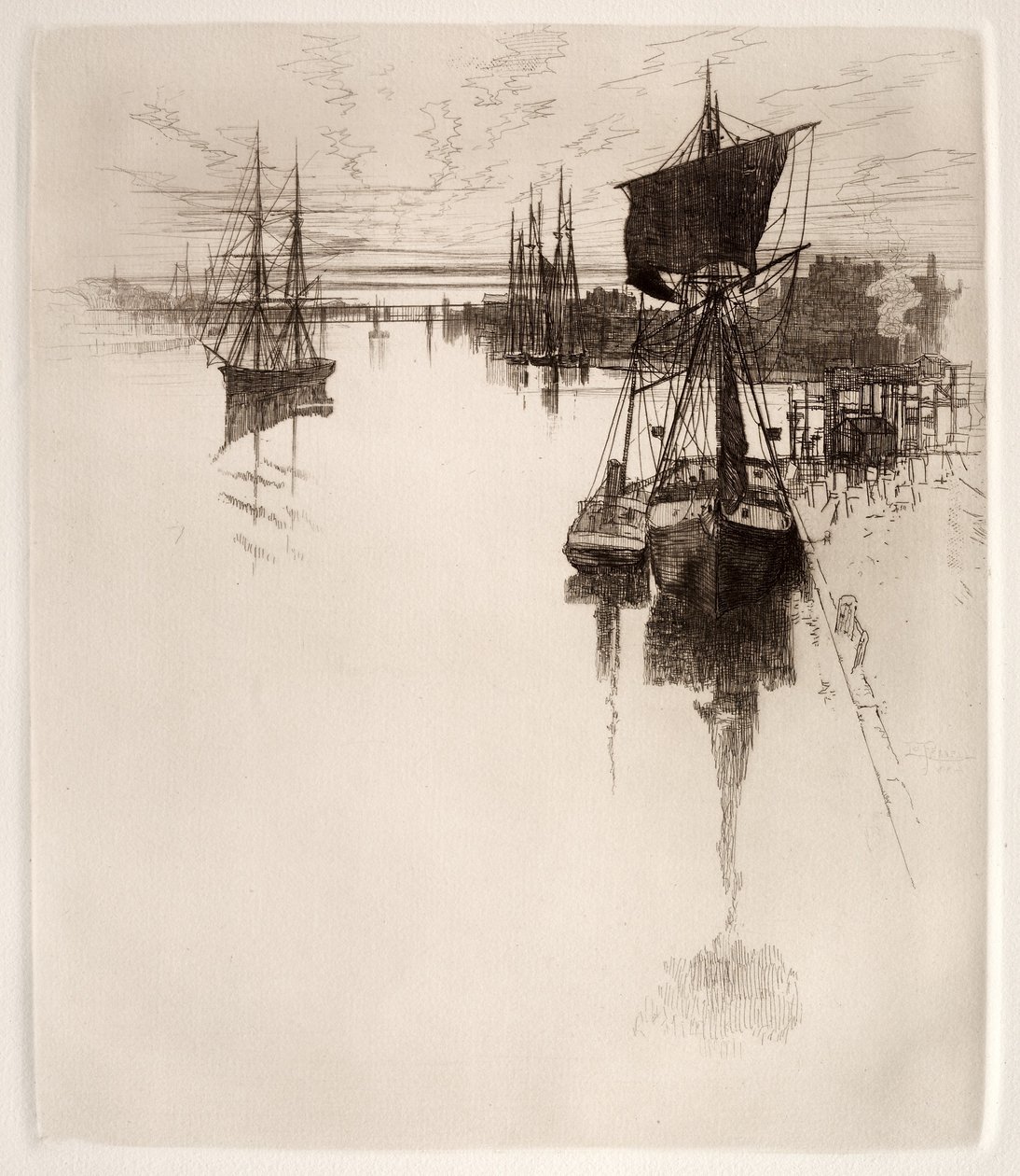 Pod mostem Chestnut Street, Philadelphia, 1884. od Joseph Pennell