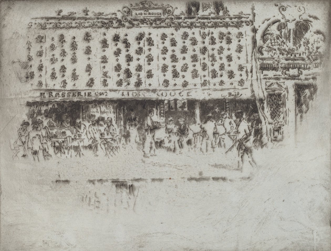 Brasserie, Au Lion Rouge, 1893. od Joseph Pennell
