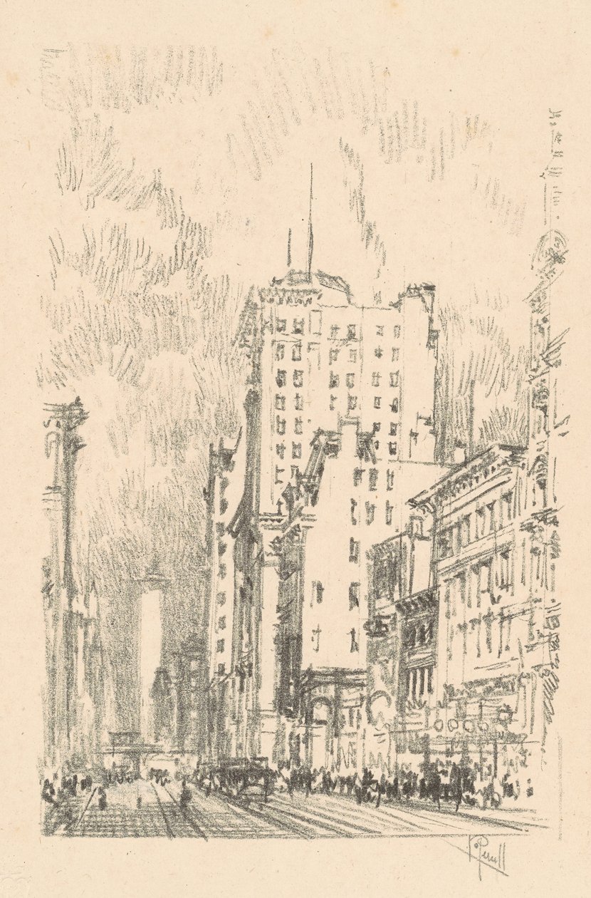 Broadway, Above Twenty-Third Street, 1904. od Joseph Pennell