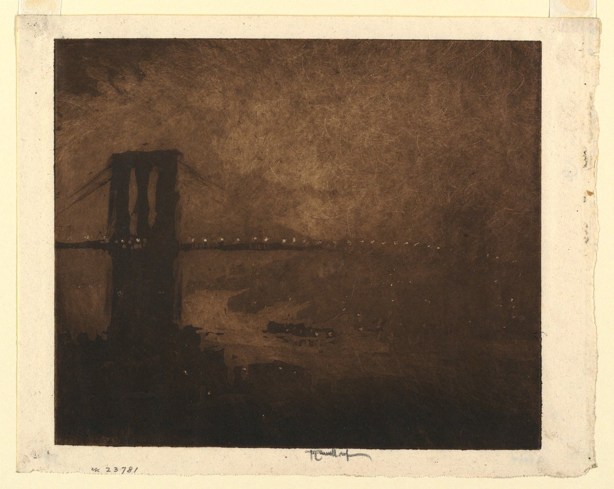 Brooklynský most v noci od Joseph Pennell