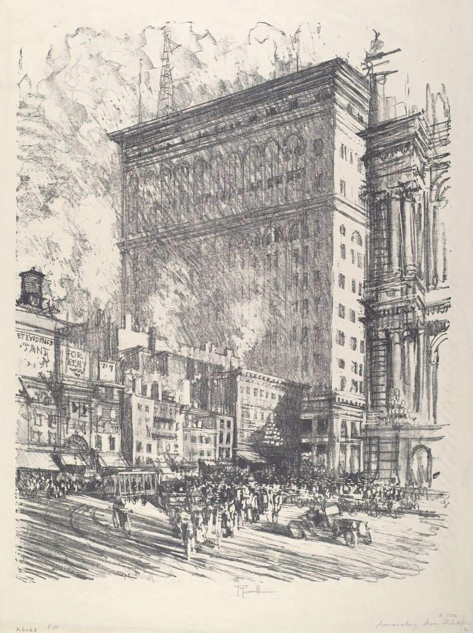 Radniční náměstí a Wanamaker Building, 1912. od Joseph Pennell