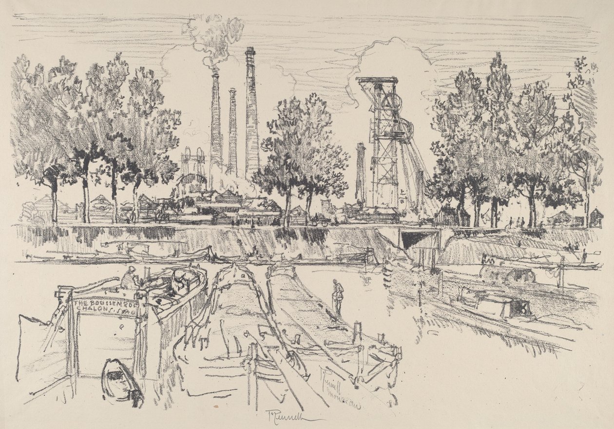 Uhelné doly, Monceau, Francie, 1911. od Joseph Pennell