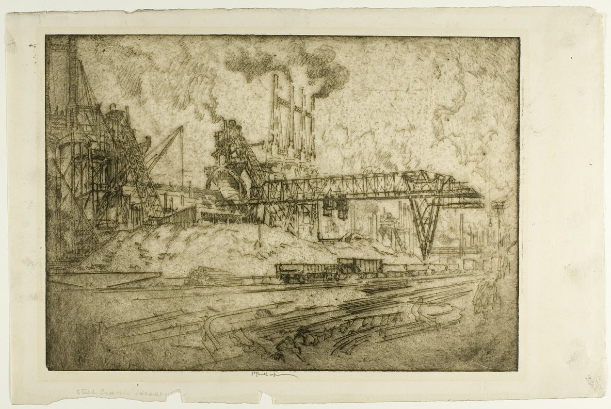 Jeřábi, Bessemer od Joseph Pennell