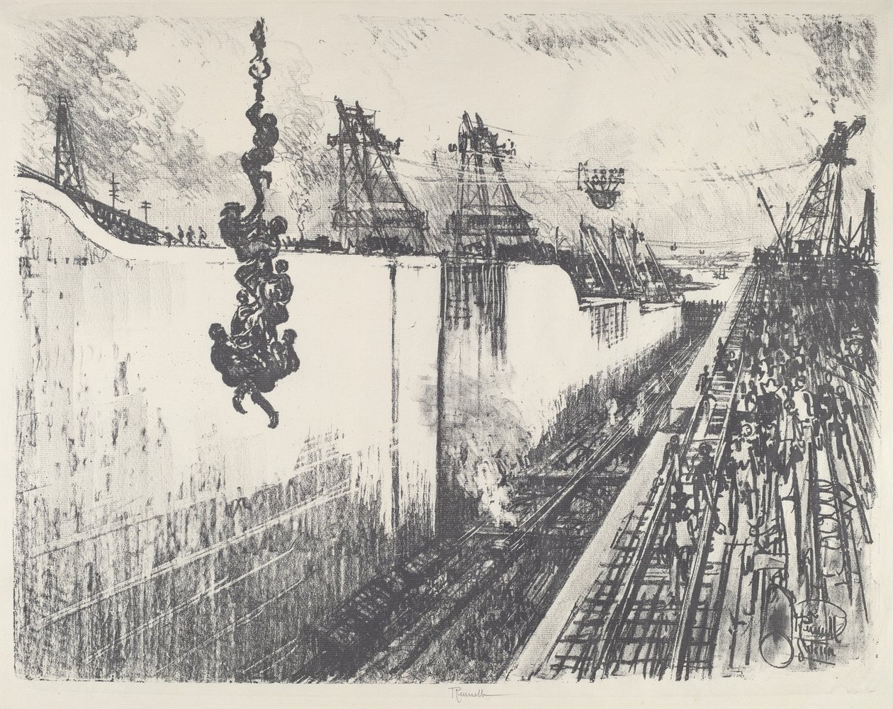 Čas večeře, Gatun Lock, 1912. od Joseph Pennell