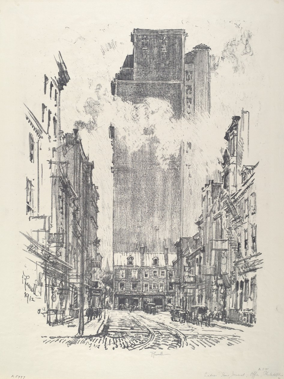 Down Sansom Street, 1912. od Joseph Pennell