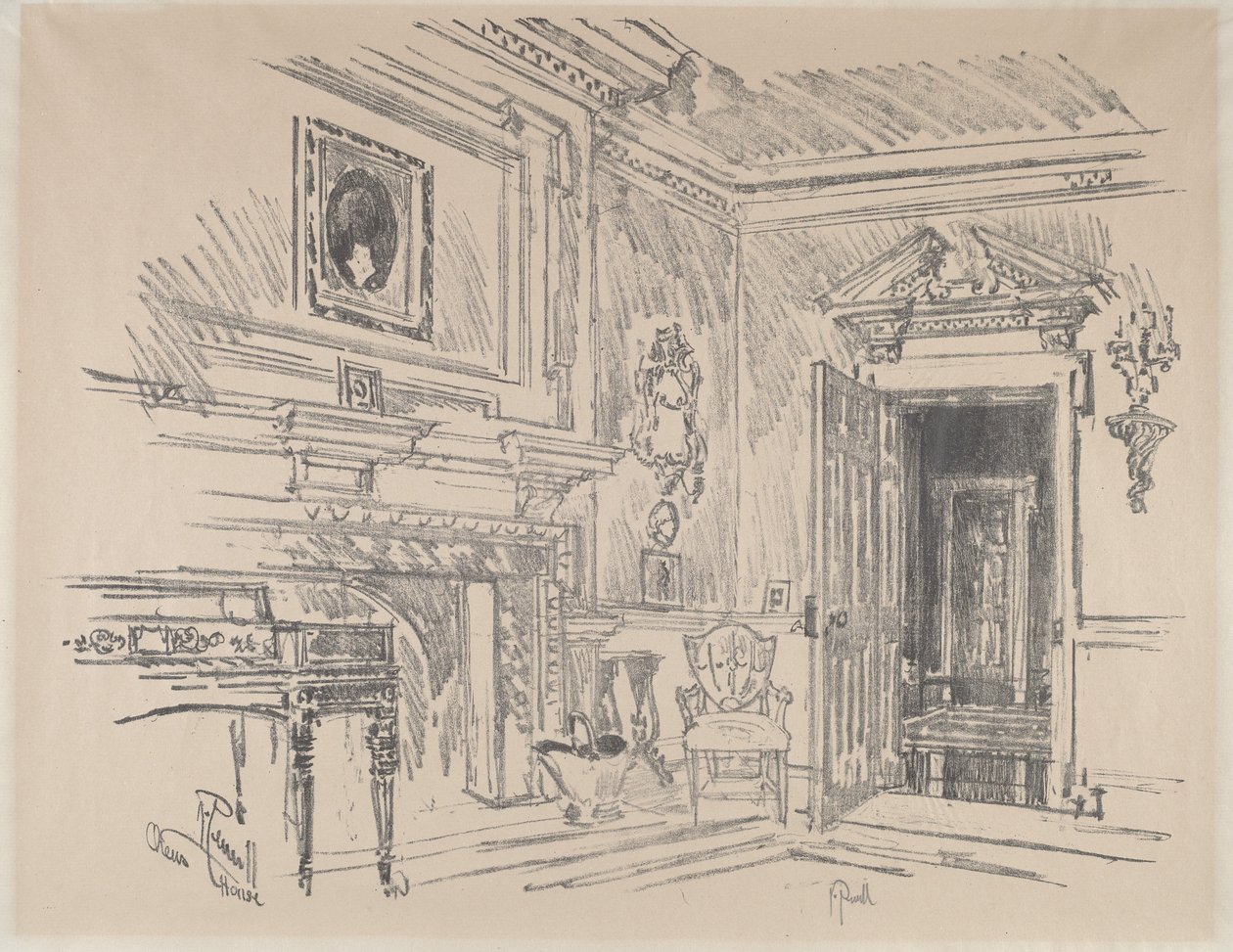 Přijímací pokoj v Cliveden, 1912. od Joseph Pennell