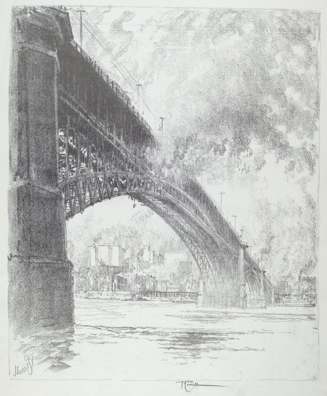 Eads Bridge, St. Louis, 1919. od Joseph Pennell