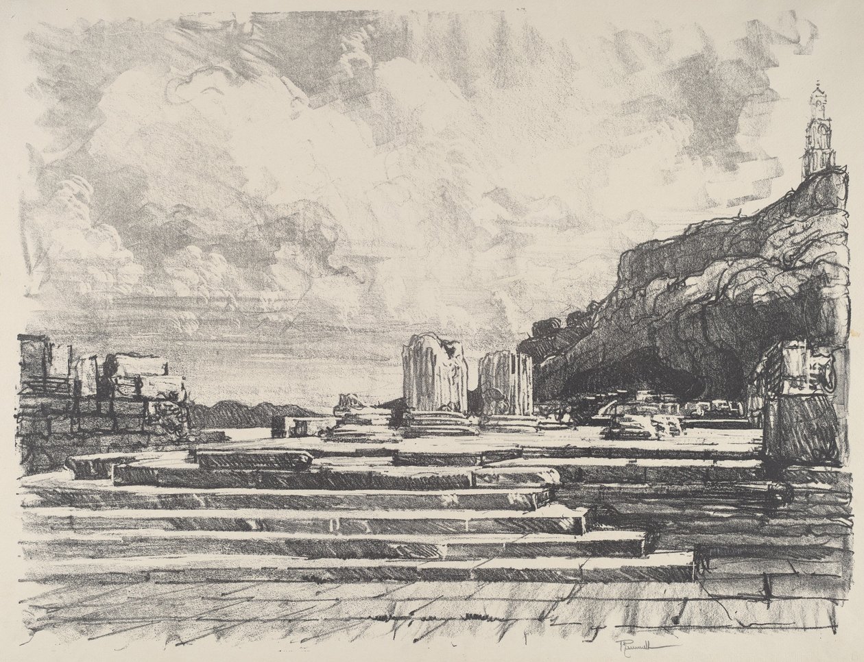 Eleusis, Dlažba chrámu, 1913. od Joseph Pennell