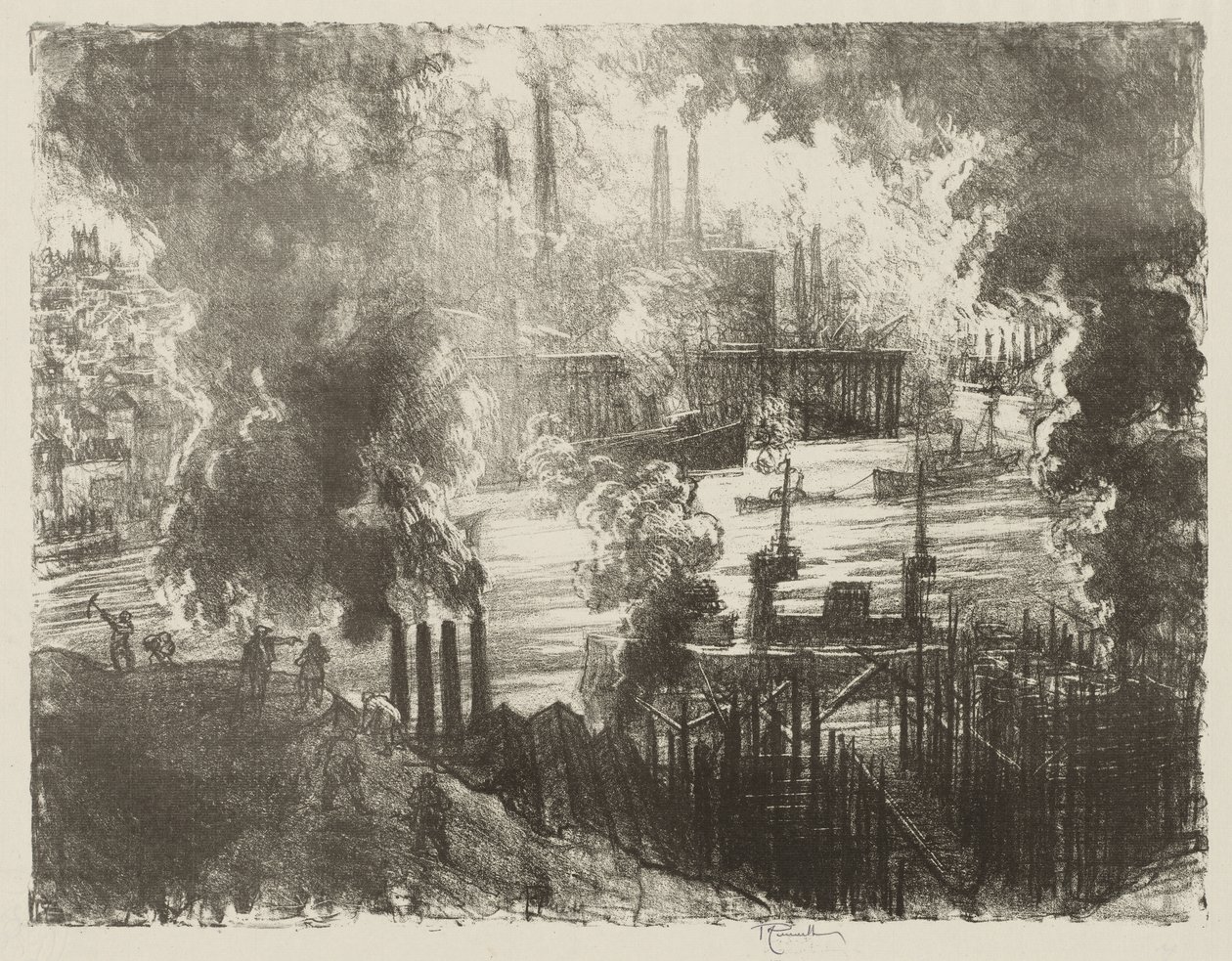 Anglické válečné dílo: Munitions River od Joseph Pennell