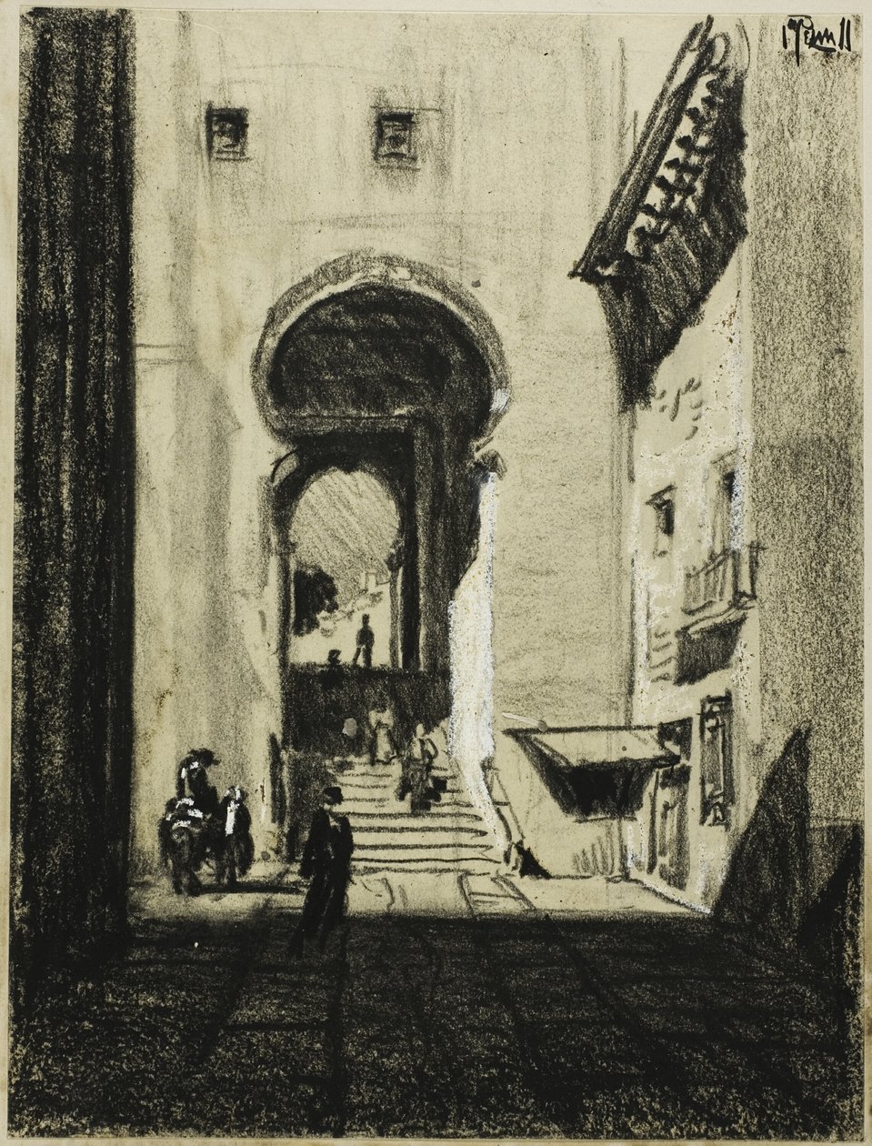 Vstup do Zocodover, Toledo od Joseph Pennell