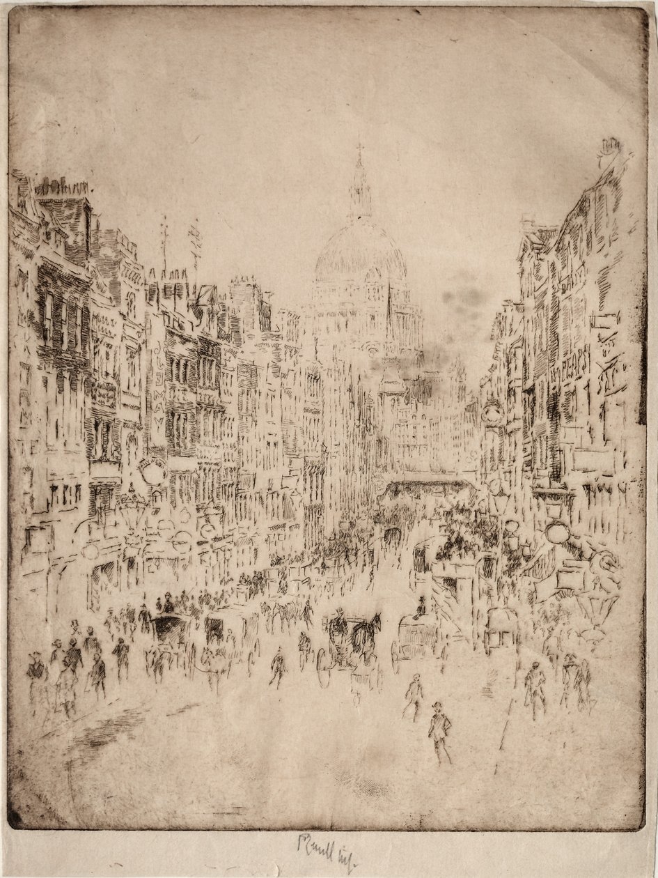 Fleet Street, Up to St. Pauls, 1896. od Joseph Pennell