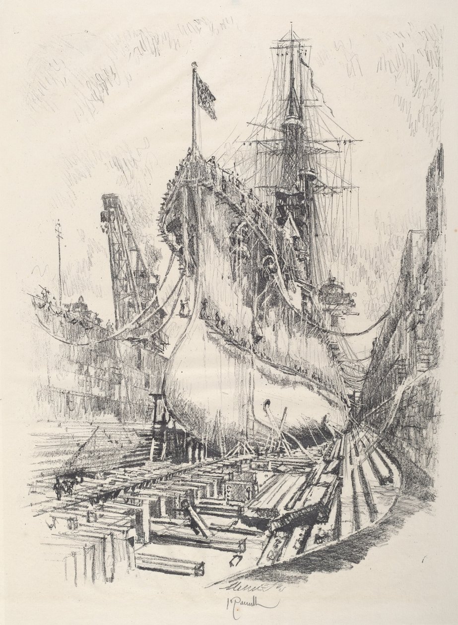 V suchém doku, 1917. od Joseph Pennell