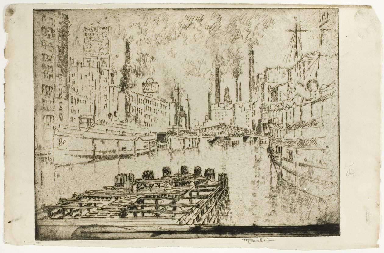 Lake Steamers, Chicago od Joseph Pennell
