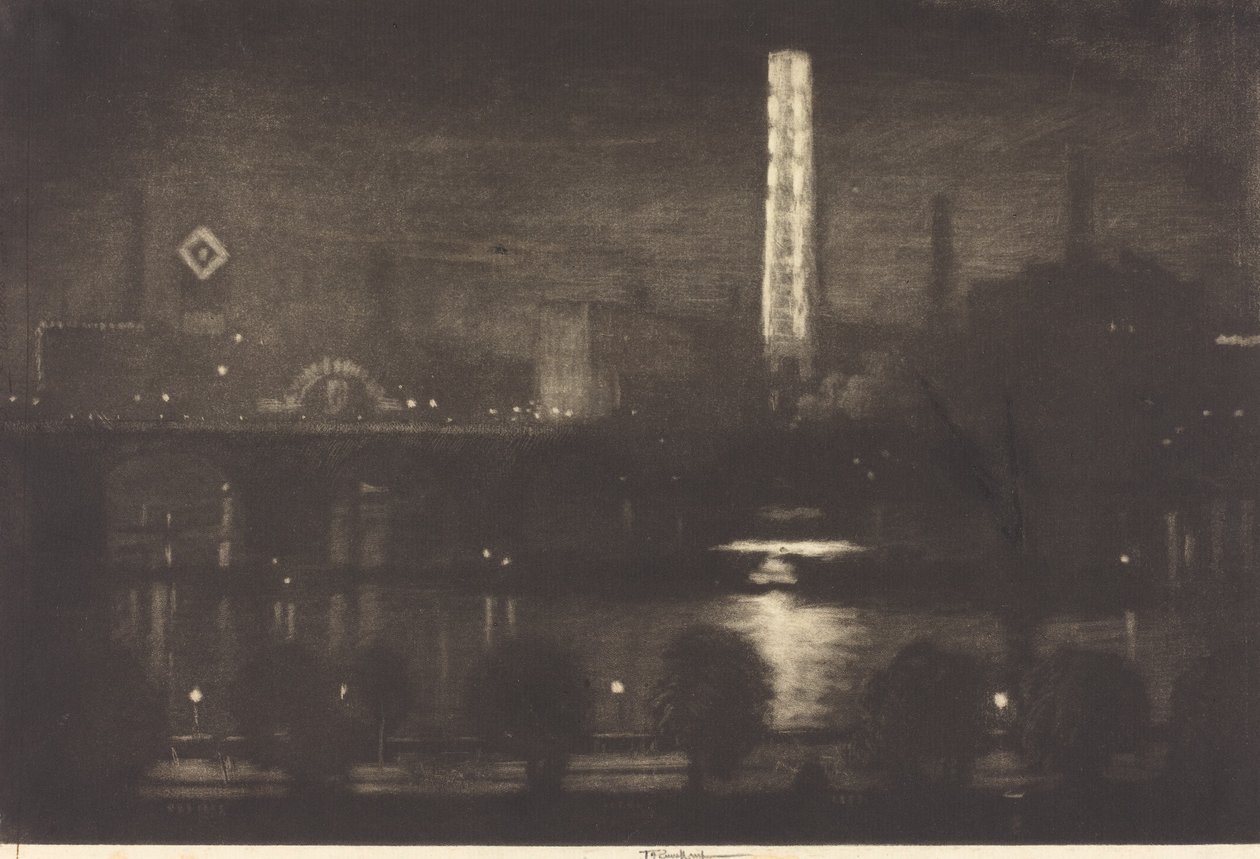 Londýnská noc, whisky a čaj, 1909. od Joseph Pennell