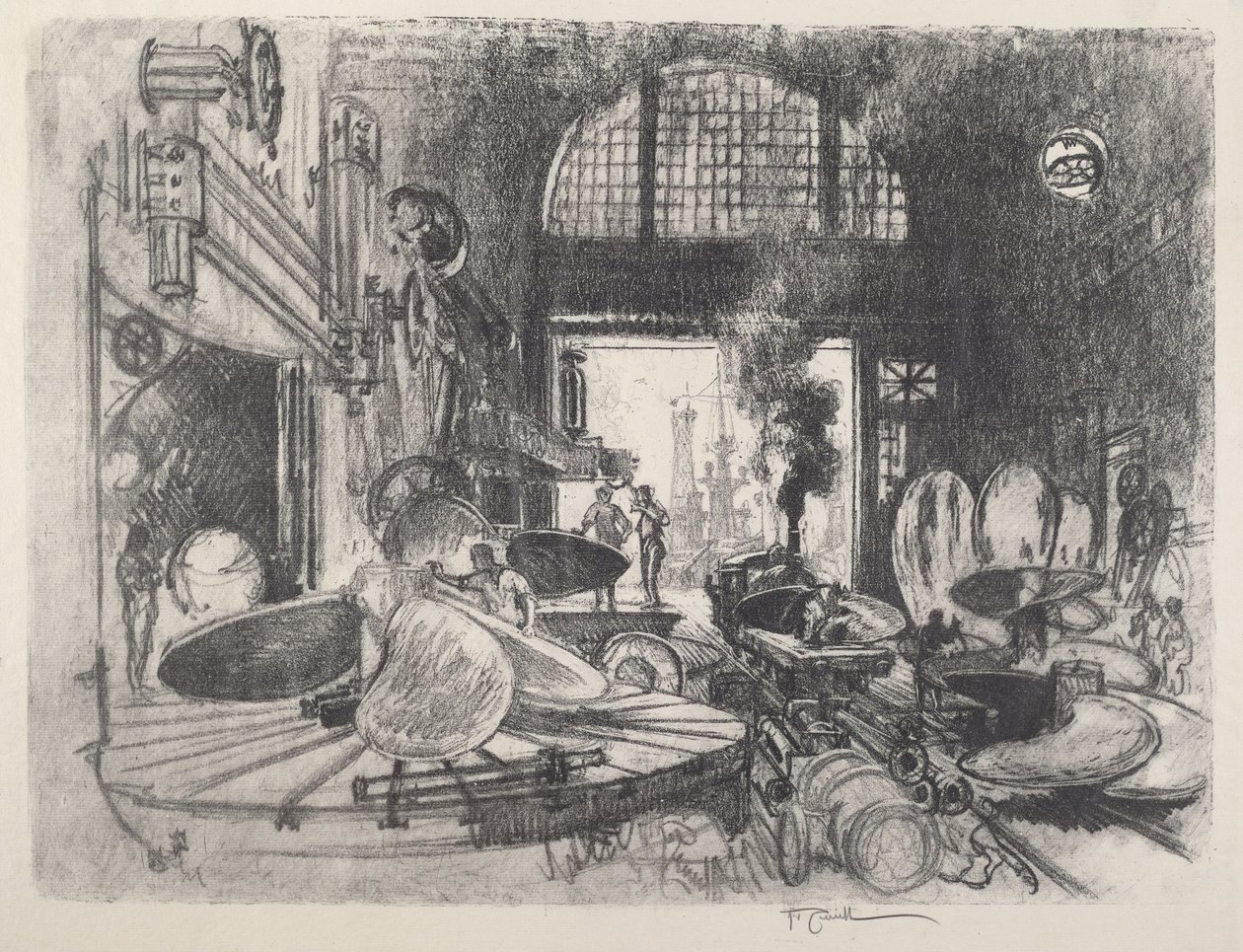 Výroba listů vrtule, 1917. od Joseph Pennell