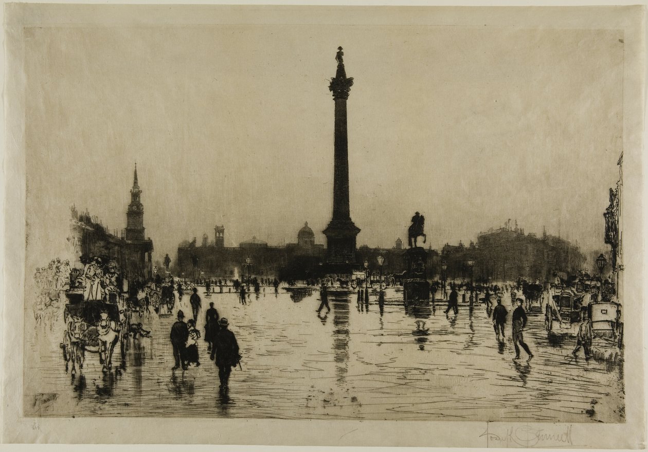 Nelsonův památník, Trafalgar Square, Londýn od Joseph Pennell