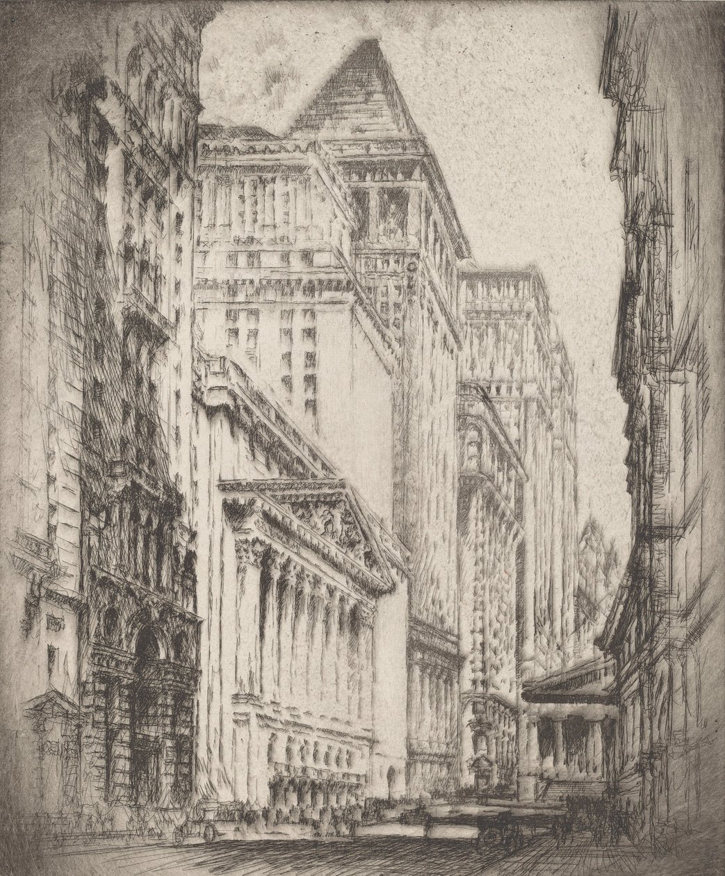 Newyorská burza, 1923. od Joseph Pennell