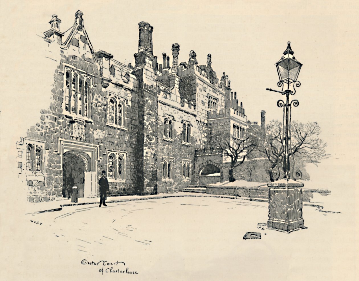 Old Charterhouse: The Masters Court, 1886 od Joseph Pennell