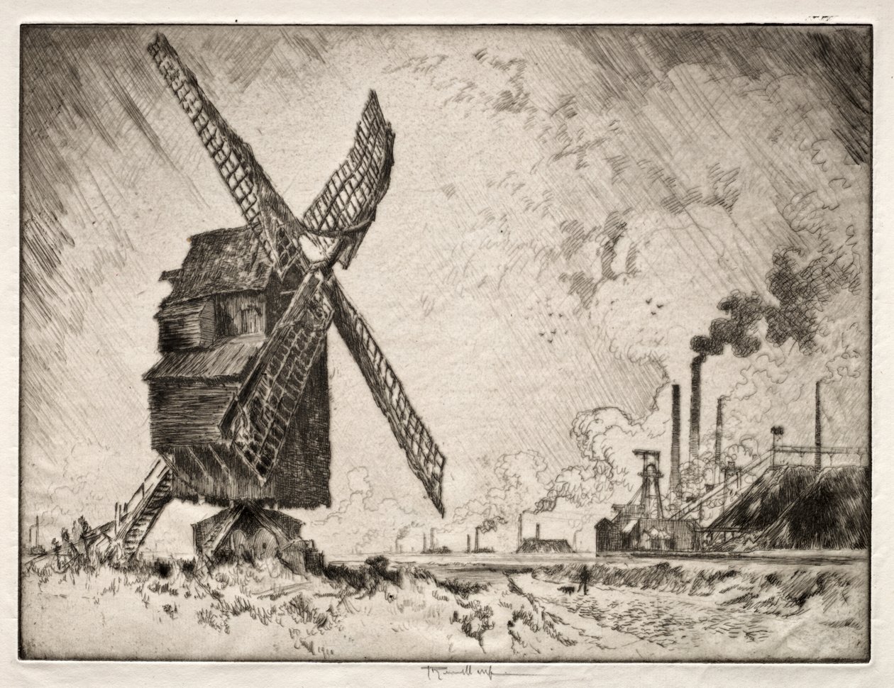 Staré a Nové mlýny, Valenciennes, Francie od Joseph Pennell