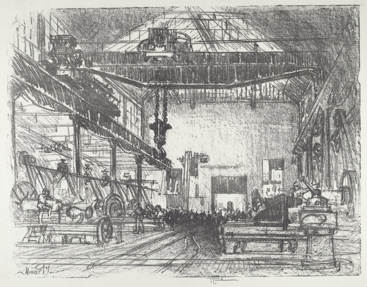 Planing Big Shells, 1916. od Joseph Pennell