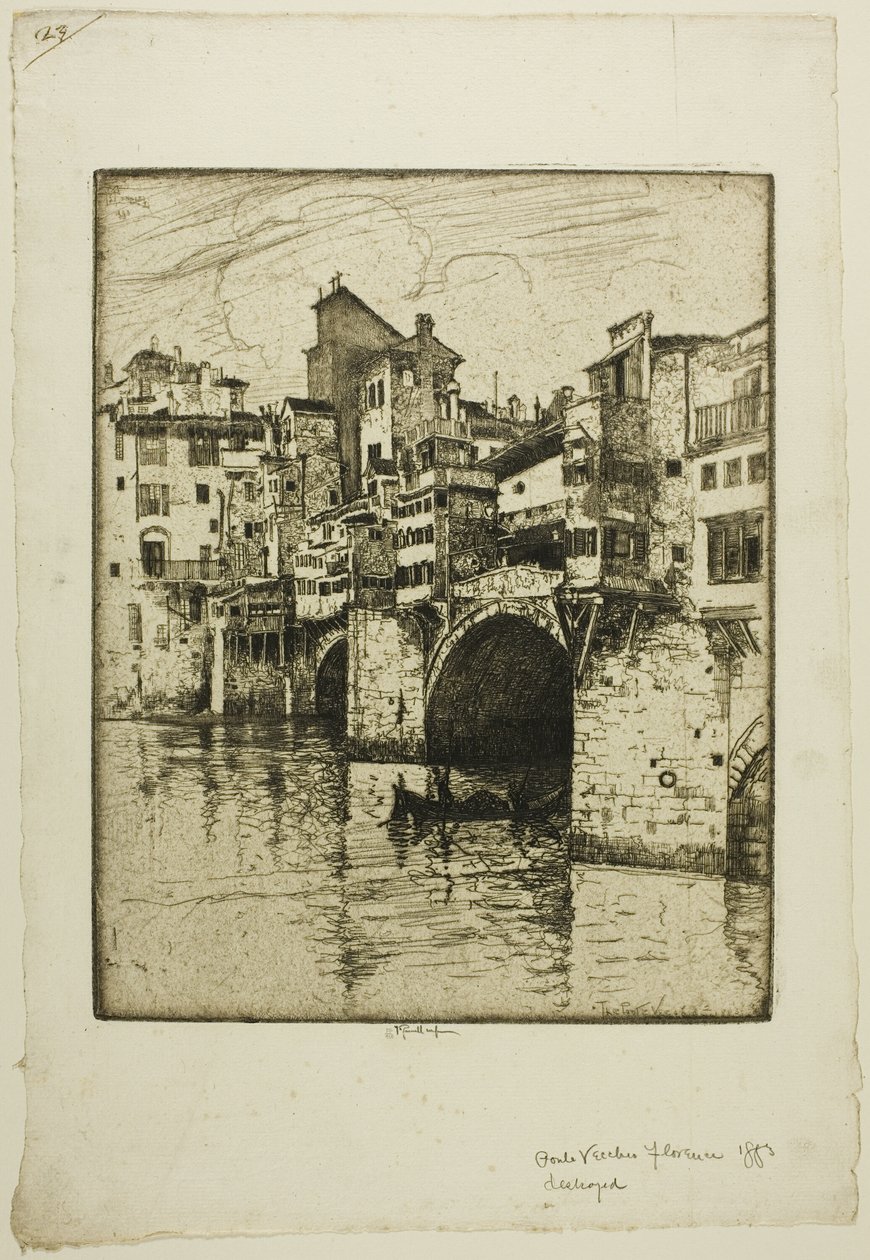 Ponte Vecchio, Florencie od Joseph Pennell