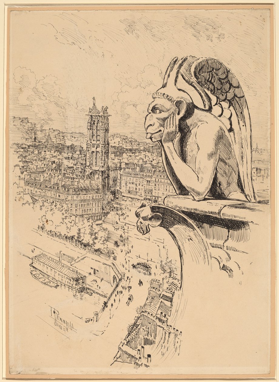 Studium na "Le Stryge" od Joseph Pennell