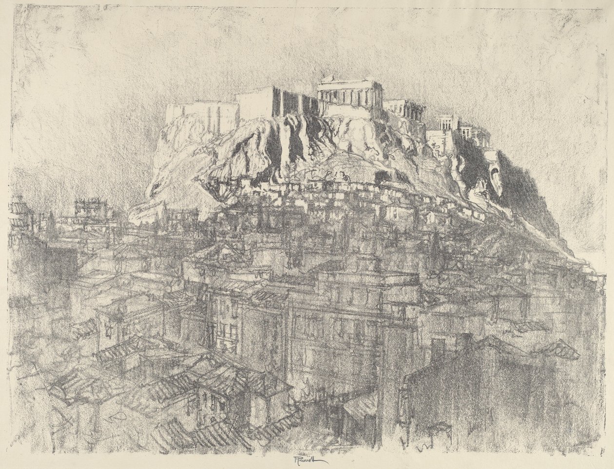 Východ slunce nad Akropolí, 1913. od Joseph Pennell