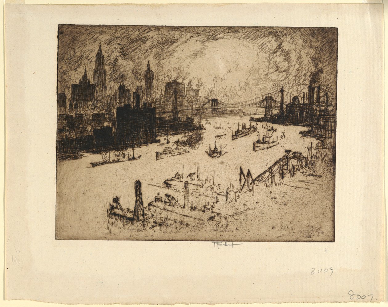 Západ slunce z Williamsburg Bridge od Joseph Pennell