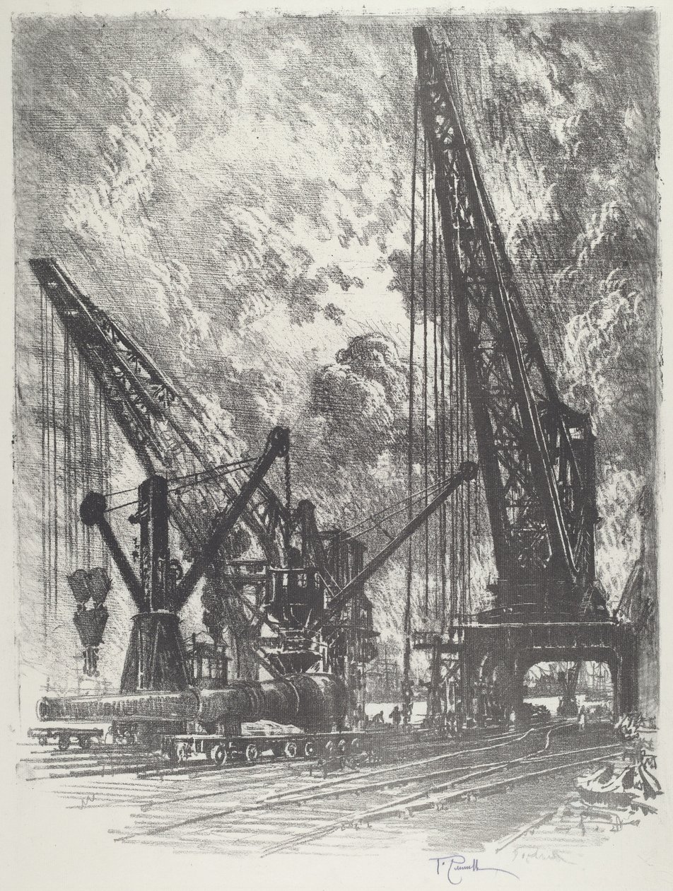 Taking the Big Gun Away, 1916. od Joseph Pennell