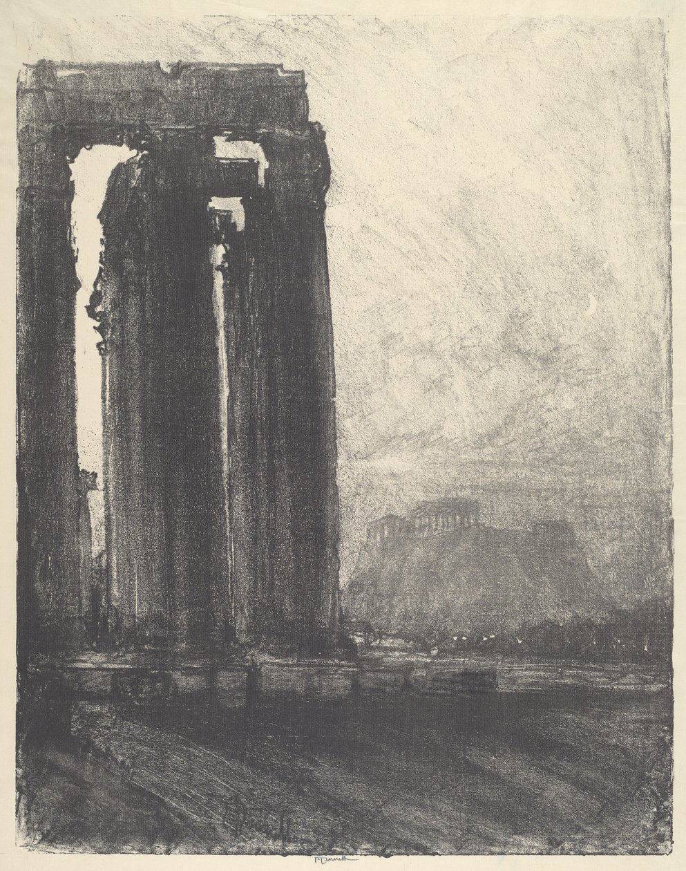 Jupiterův chrám, večer, 1913. od Joseph Pennell