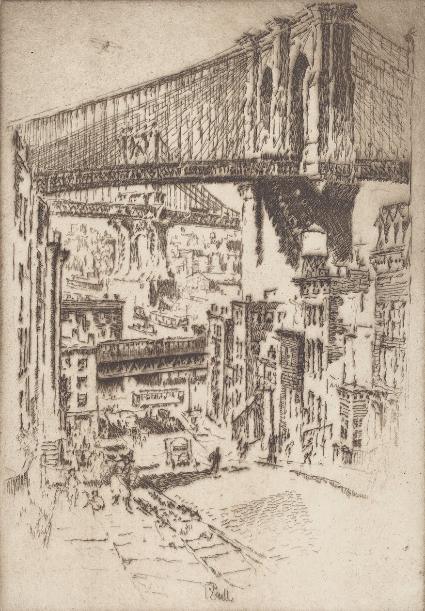 The Bridges, z Brooklynu, 1921. od Joseph Pennell