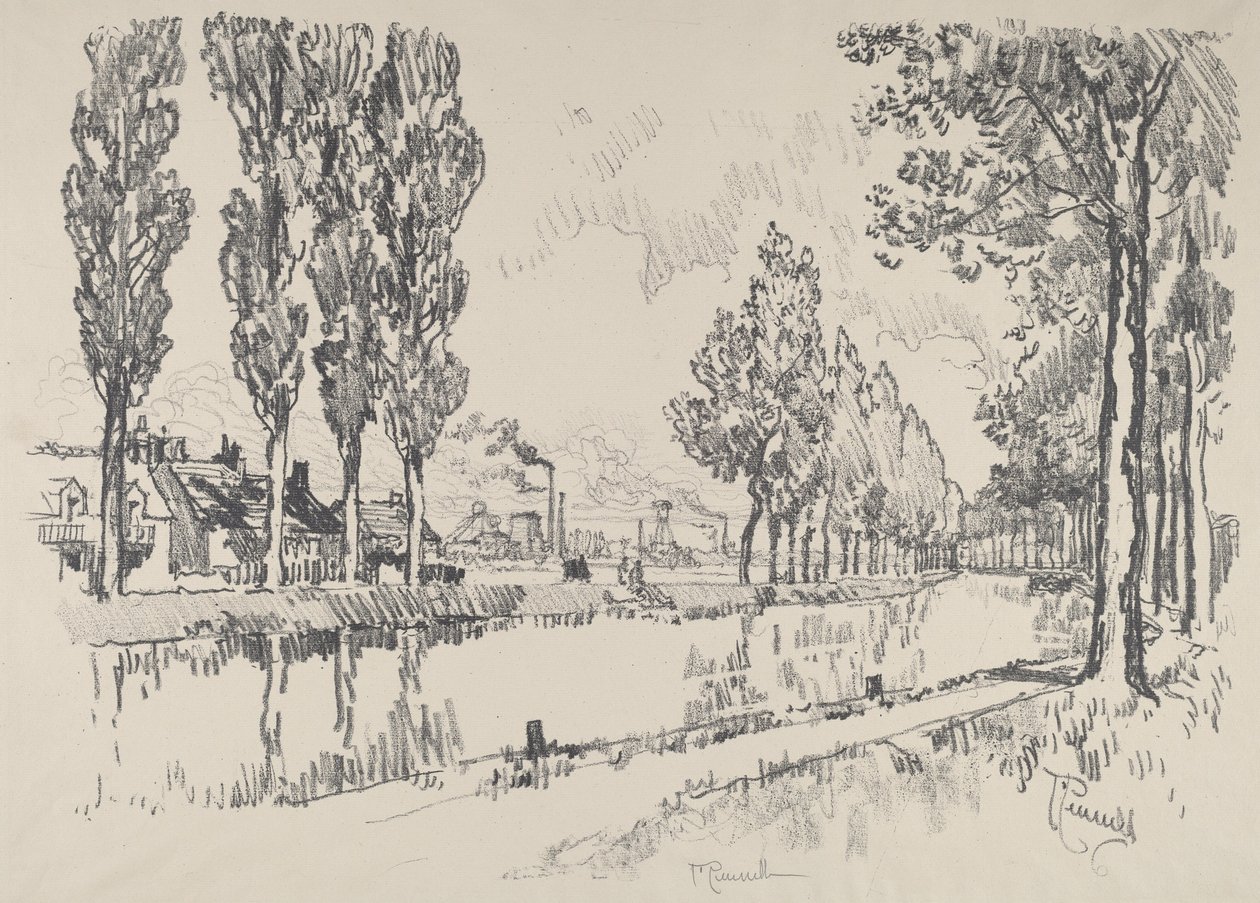 Kanál v Blanzy, Francie od Joseph Pennell