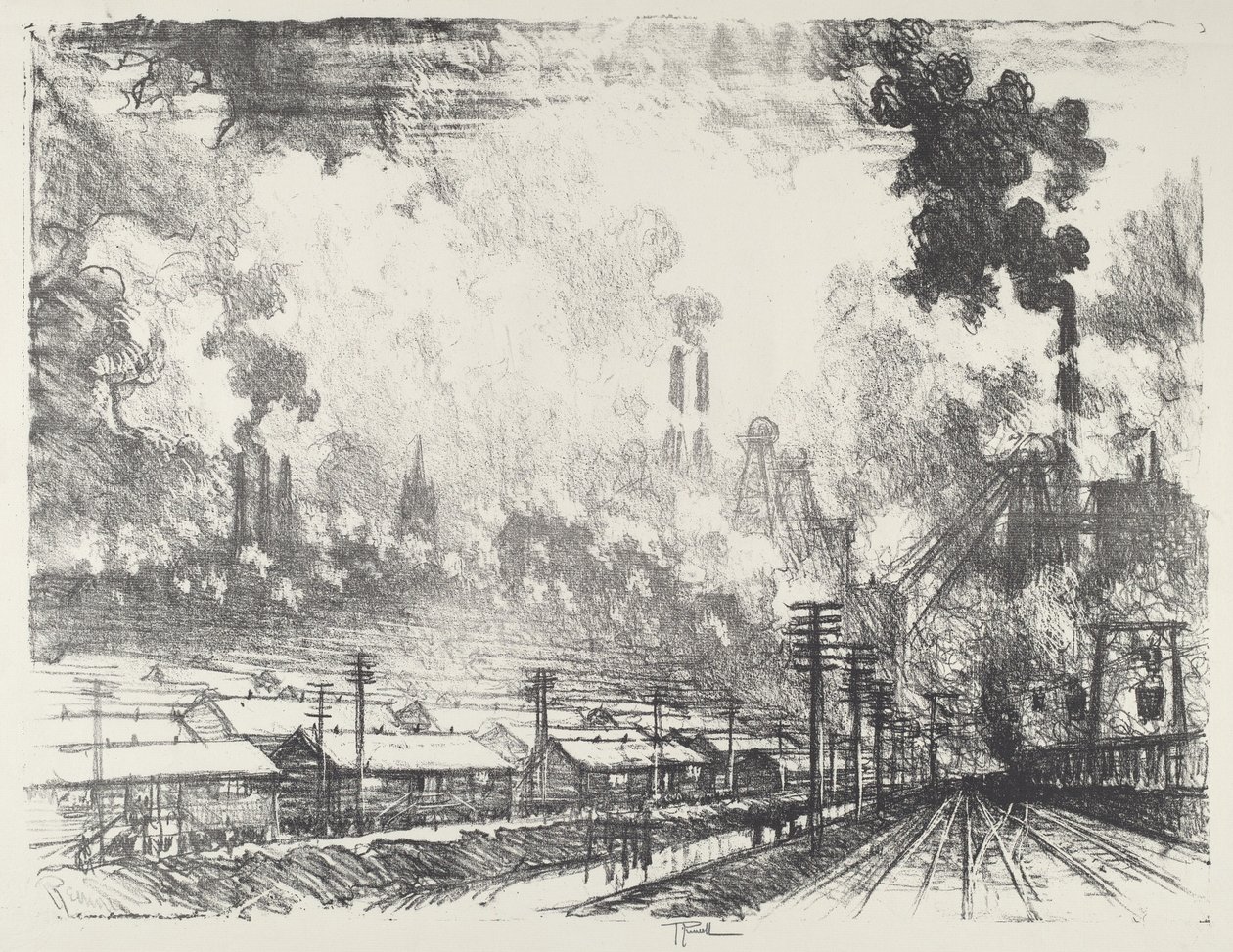 Uhelný důl, 1916. od Joseph Pennell