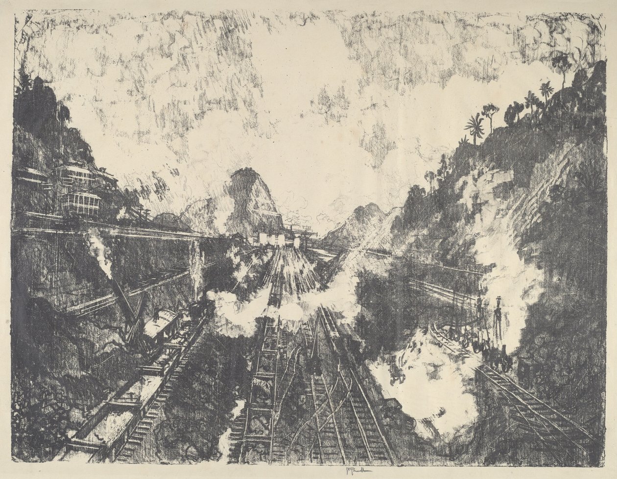 The Cut, Looking toward Ancon Hill, 1912. od Joseph Pennell