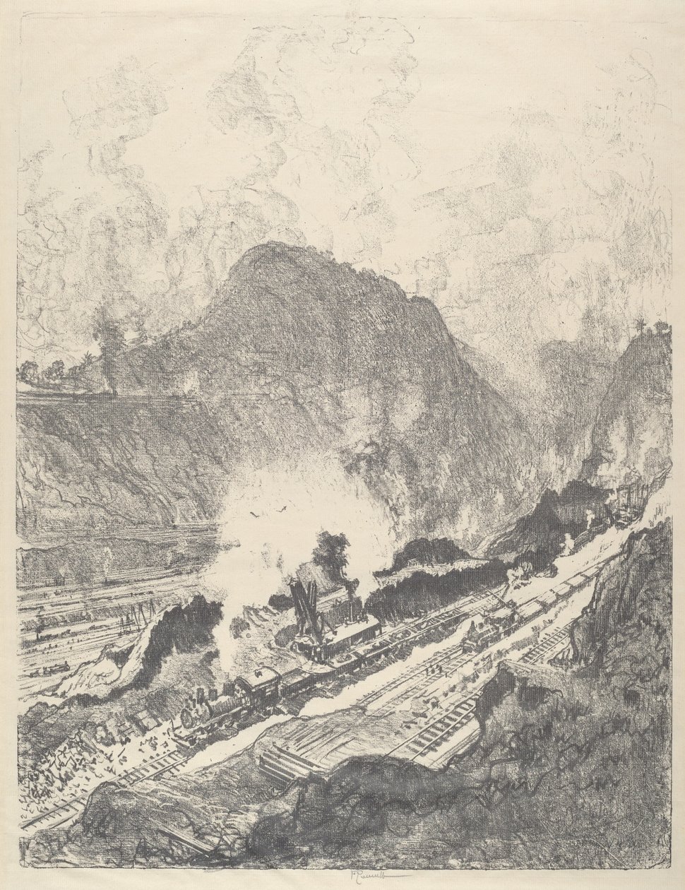 The Cut from Culebra, 1912. od Joseph Pennell