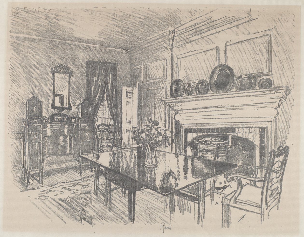 Jídelna, Stenton, 1912. od Joseph Pennell