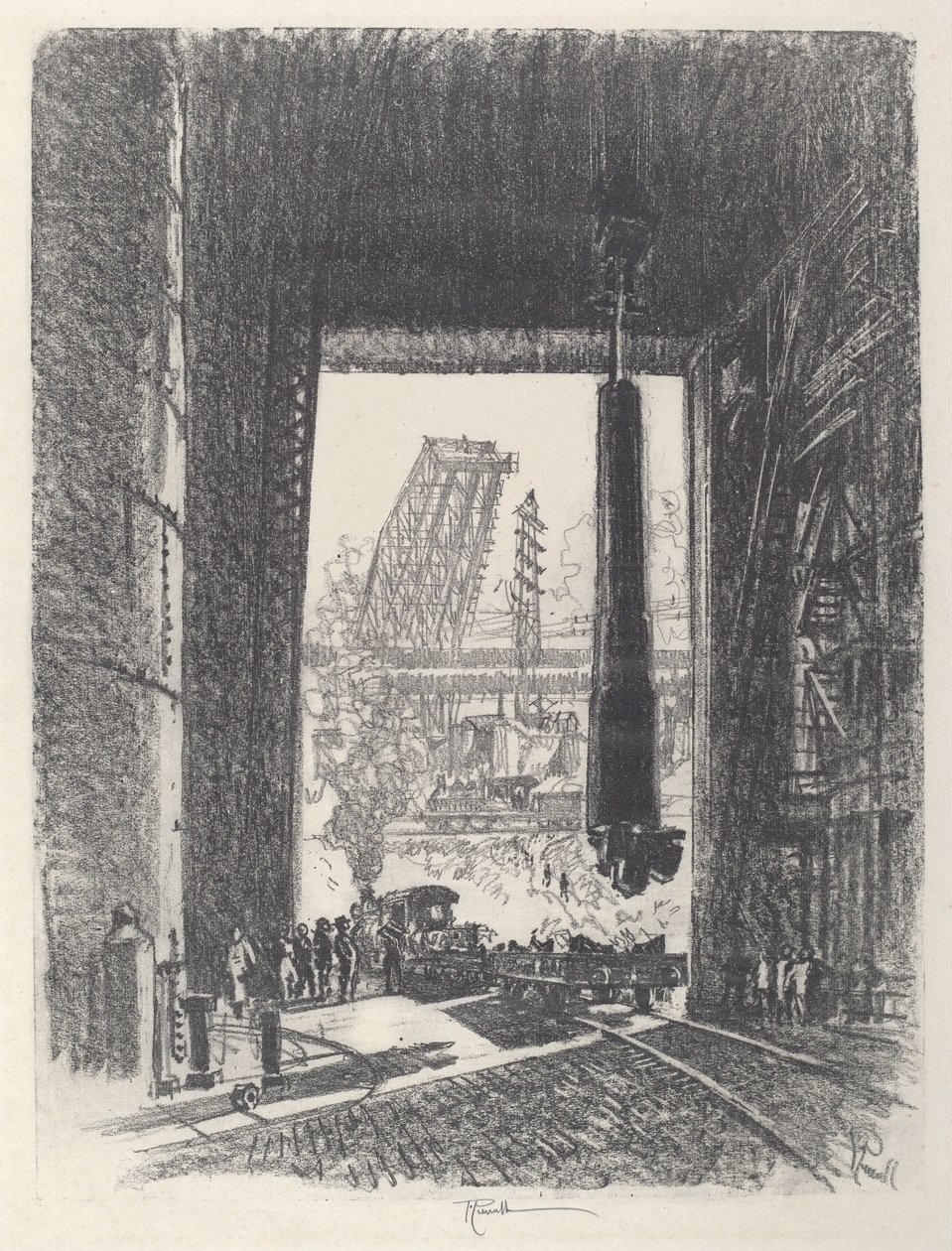 The Gun Pit, No.I, 1917. od Joseph Pennell