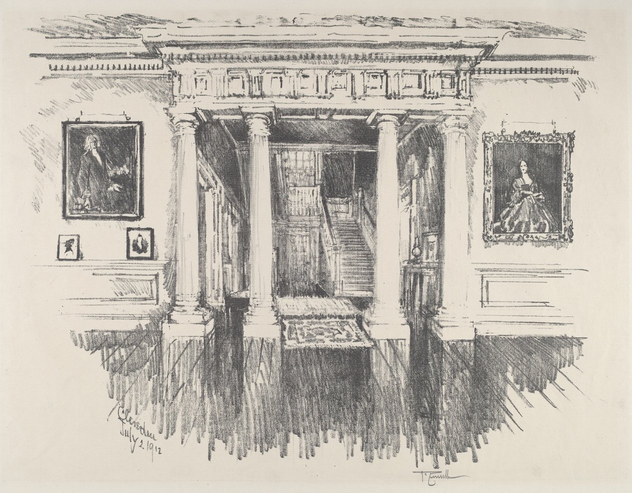 Síň v Cliveden, 1912. od Joseph Pennell